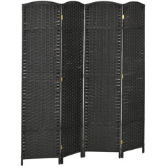 Room Divider, 4 Panel Folding Privacy Screen, 5.6' Tall Freestanding Partition - Black