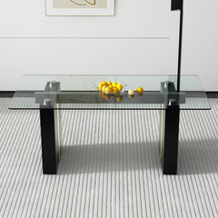 Modern Glass Table for 6-8 people - Black and Gold