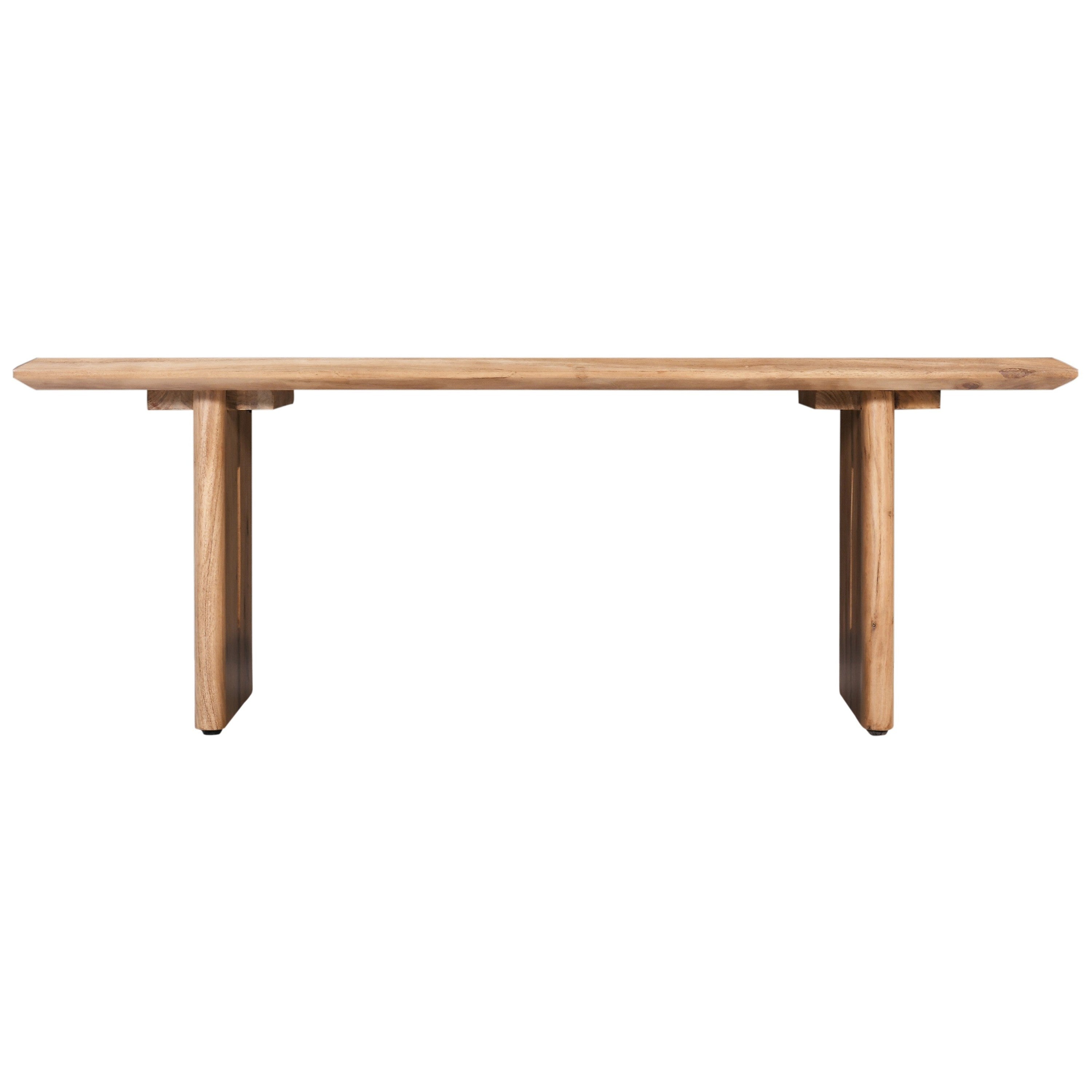 51 in. Solid Acacia Wood Coffee Table with Curved Edges- Brown