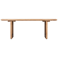 51 in. Solid Acacia Wood Coffee Table with Curved Edges- Brown