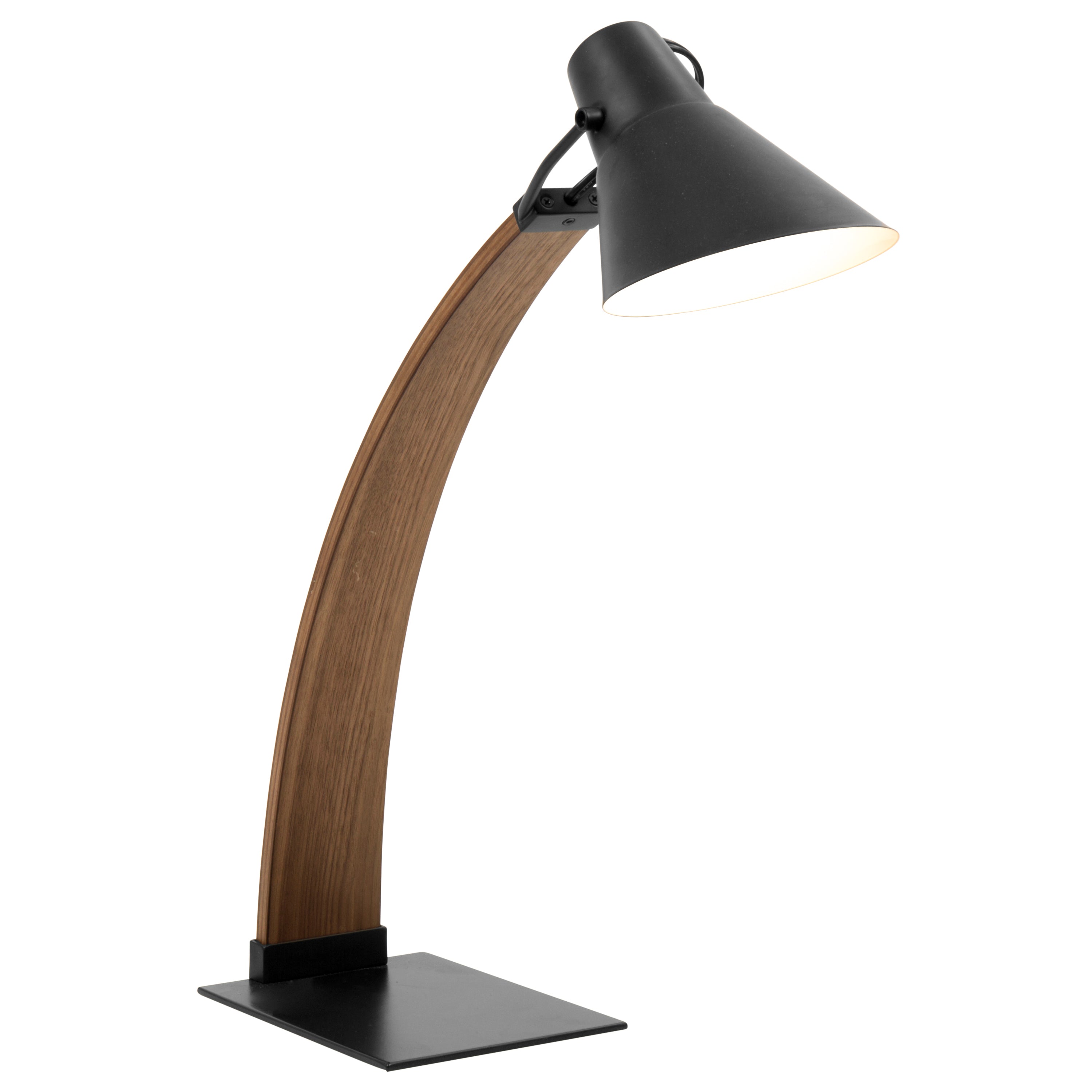 Mid-Century Modern Table Lamp in Walnut and Black