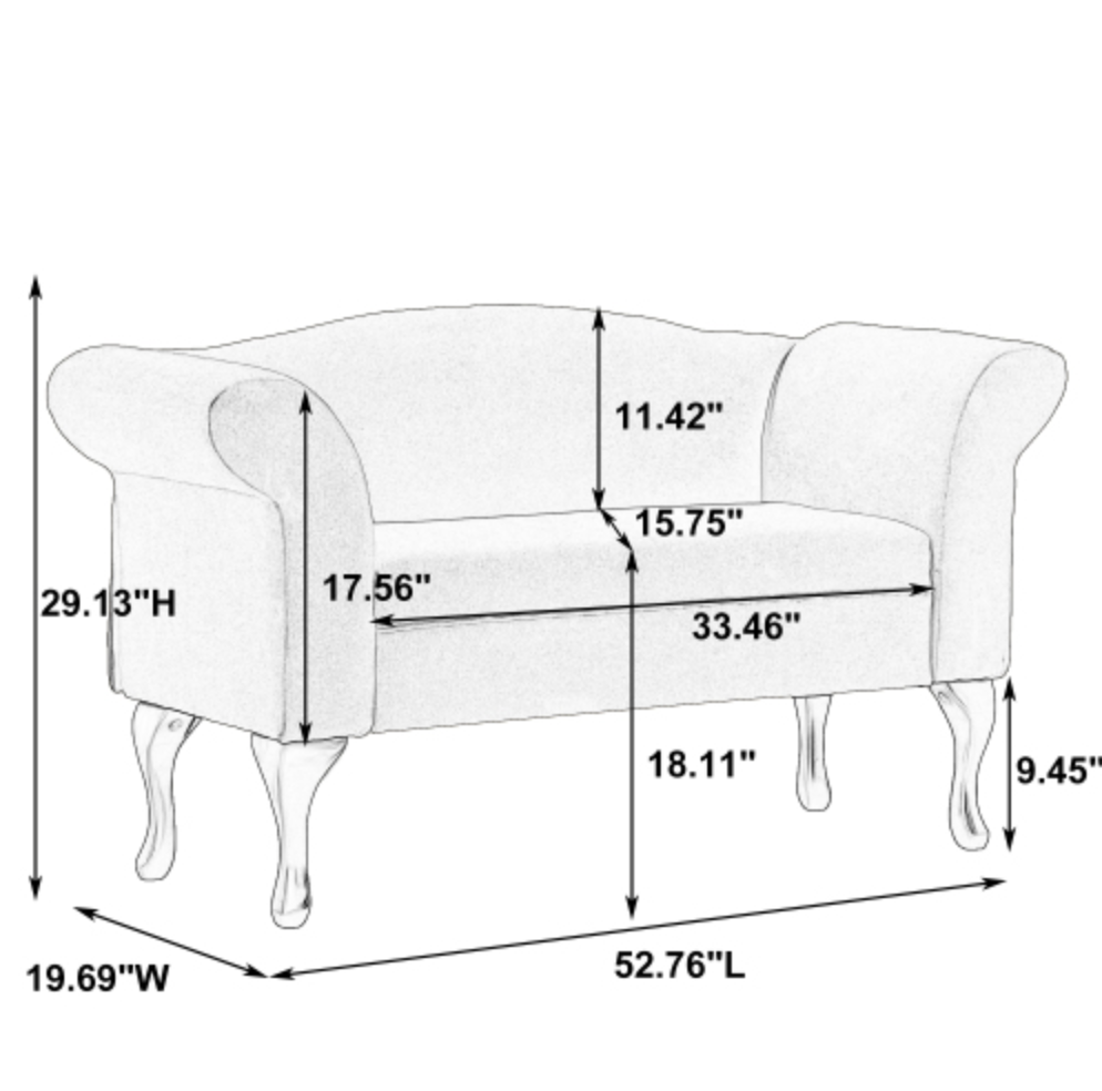 2 Seat Kids Sofa, Toddler Couch Lounge Bed with Wooden Legs - White