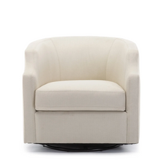 Linen Swivel Glider Barrel Chair