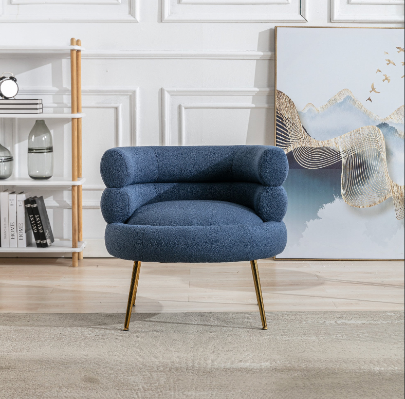 Accent Chair with Golden Feet - Navy