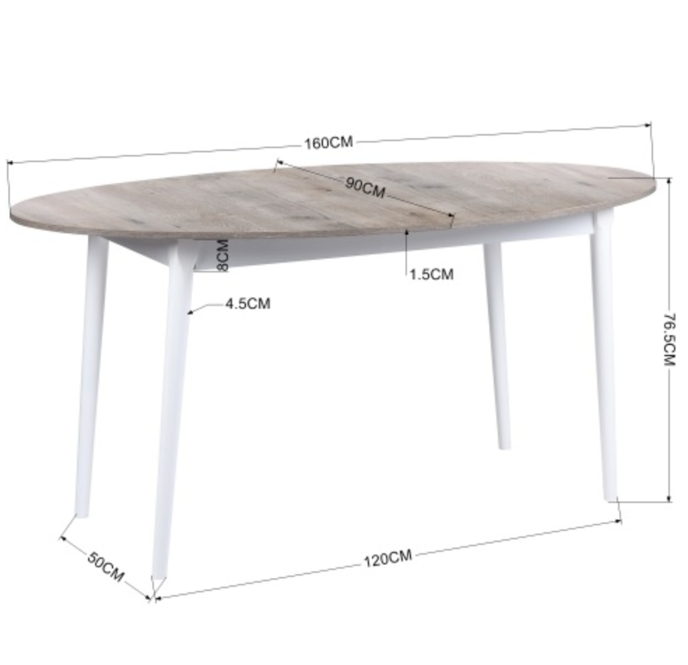 Rustic 63" Oval Dining Table for 4-6 people