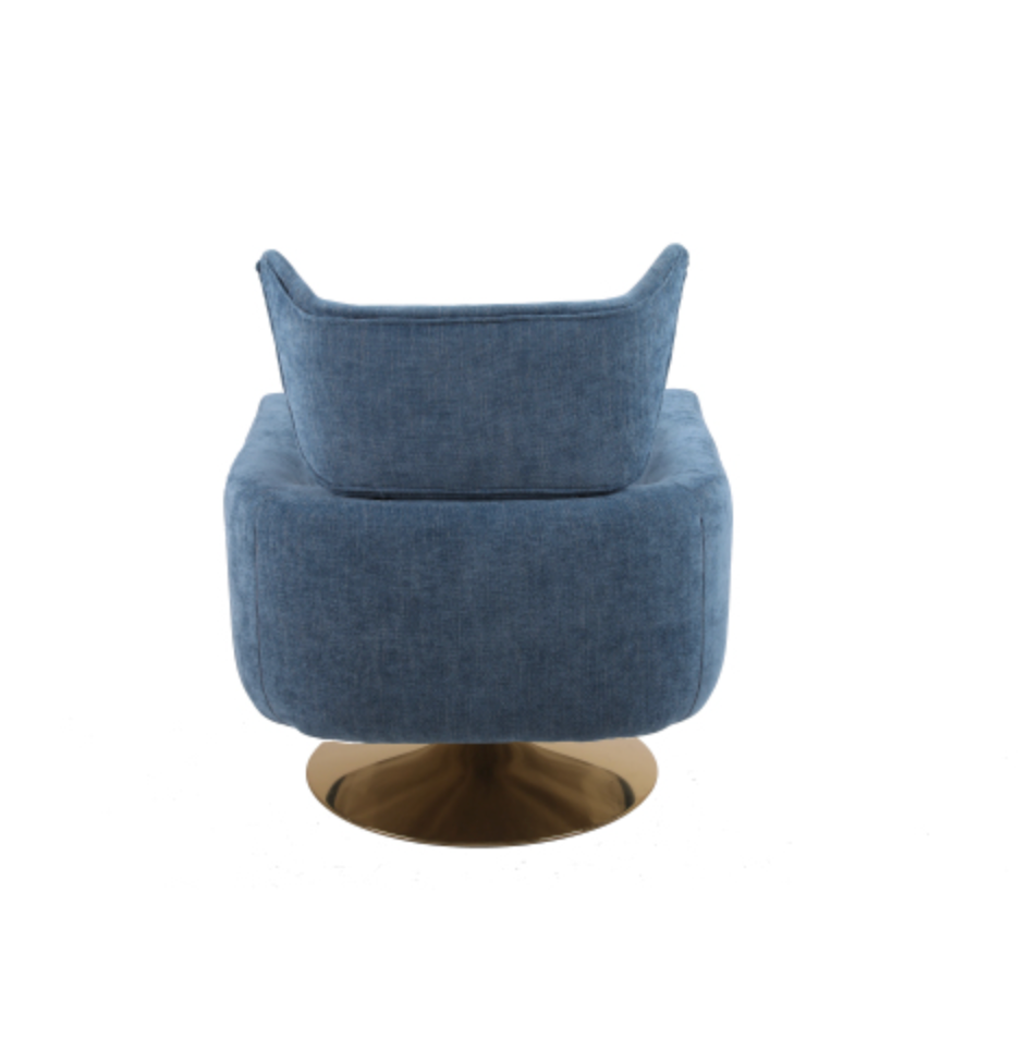Classic Mid-Century 360-degree Swivel Accent Chair - Blue Linen