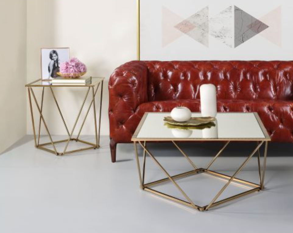 Fogya Coffee Table - Mirrored & Champagne Gold