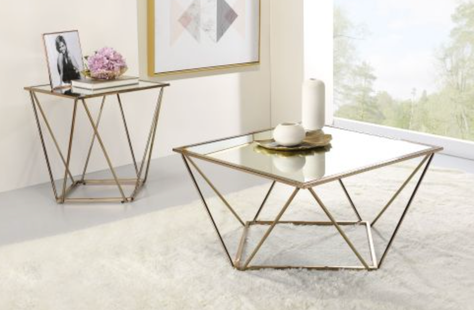 Fogya Coffee Table - Mirrored & Champagne Gold