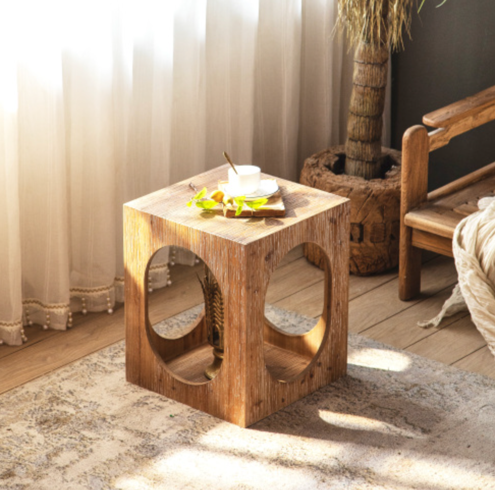 Boho End Table Nightstand Small End Tables - Brown