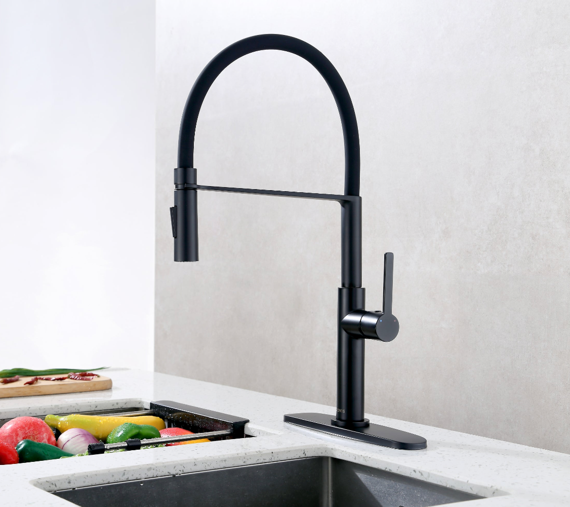 Pull Down Single Handle Kitchen Faucet - Black