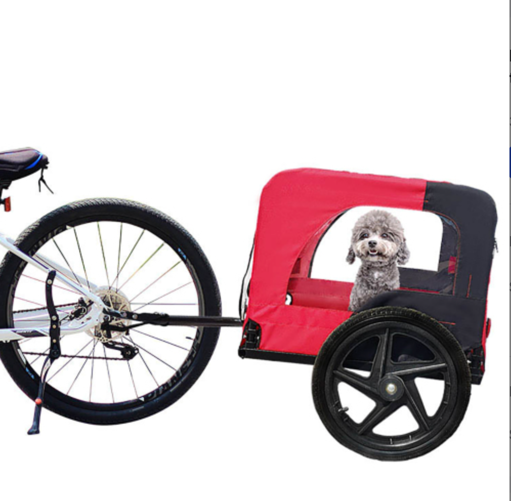 Bicycle Trailer for Pets Outdoor Foldable Red Color with reflectors and safety flag