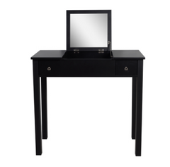 Accent Vanity Table with Flip-Top Mirror and 2 Drawers, Jewelry Storage for Women Dressing,Black Finish