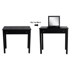 Accent Vanity Table with Flip-Top Mirror and 2 Drawers, Jewelry Storage for Women Dressing,Black Finish