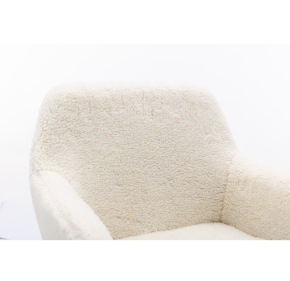 Faux Fur Home Office Chair, Fluffy Fuzzy Comfortable Makeup Vanity Chair - White