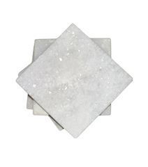 Set of 4 White Marble Square Coasters 4"x4"x0.5"