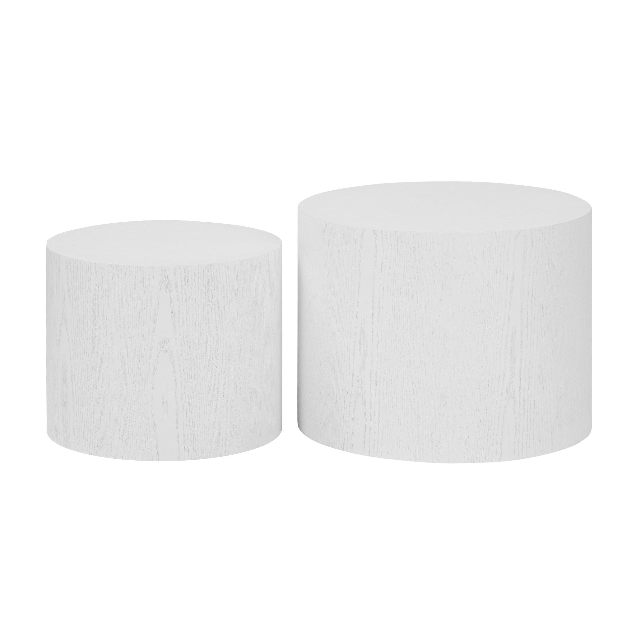 Set of 2 Modern Coffee End Side Accent Table - White