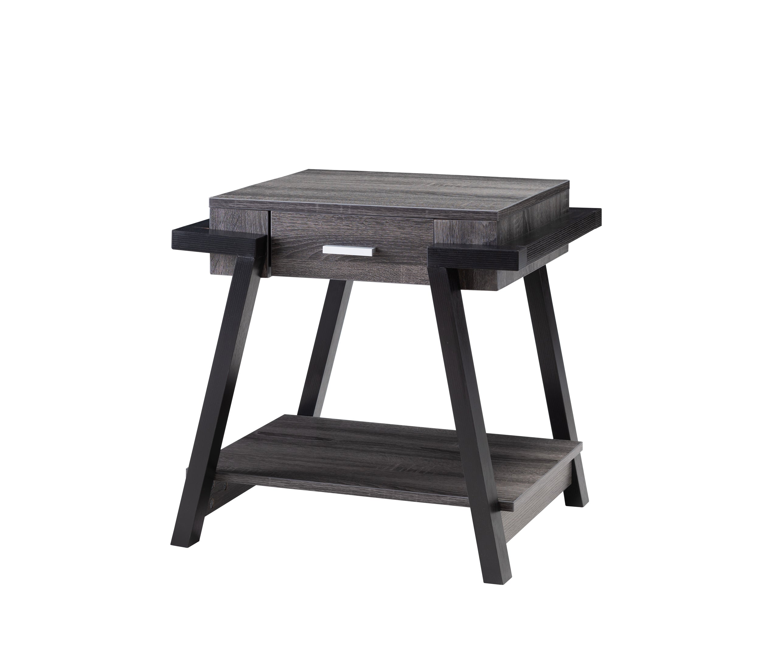 End Table Distressed Grey & Black