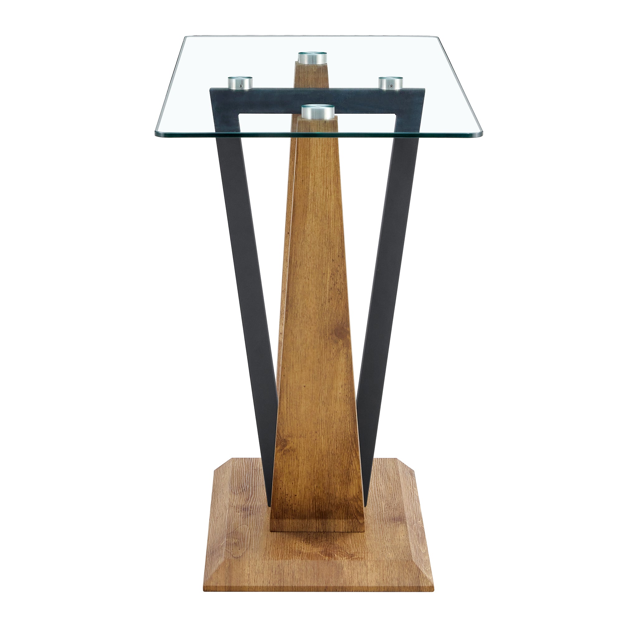 Modern Minimalist Rectangular Glass Table with tempered glass top and MDF wood grain sticker legs