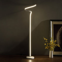 52.5-Inch LED Matte White Curvilinear S-Curve Spiral Tube Angled Floor Lamp