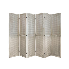 6 Panel Room Divider, 5.6Ft Pegboard Display Wooden Room Divider - Natural Wood