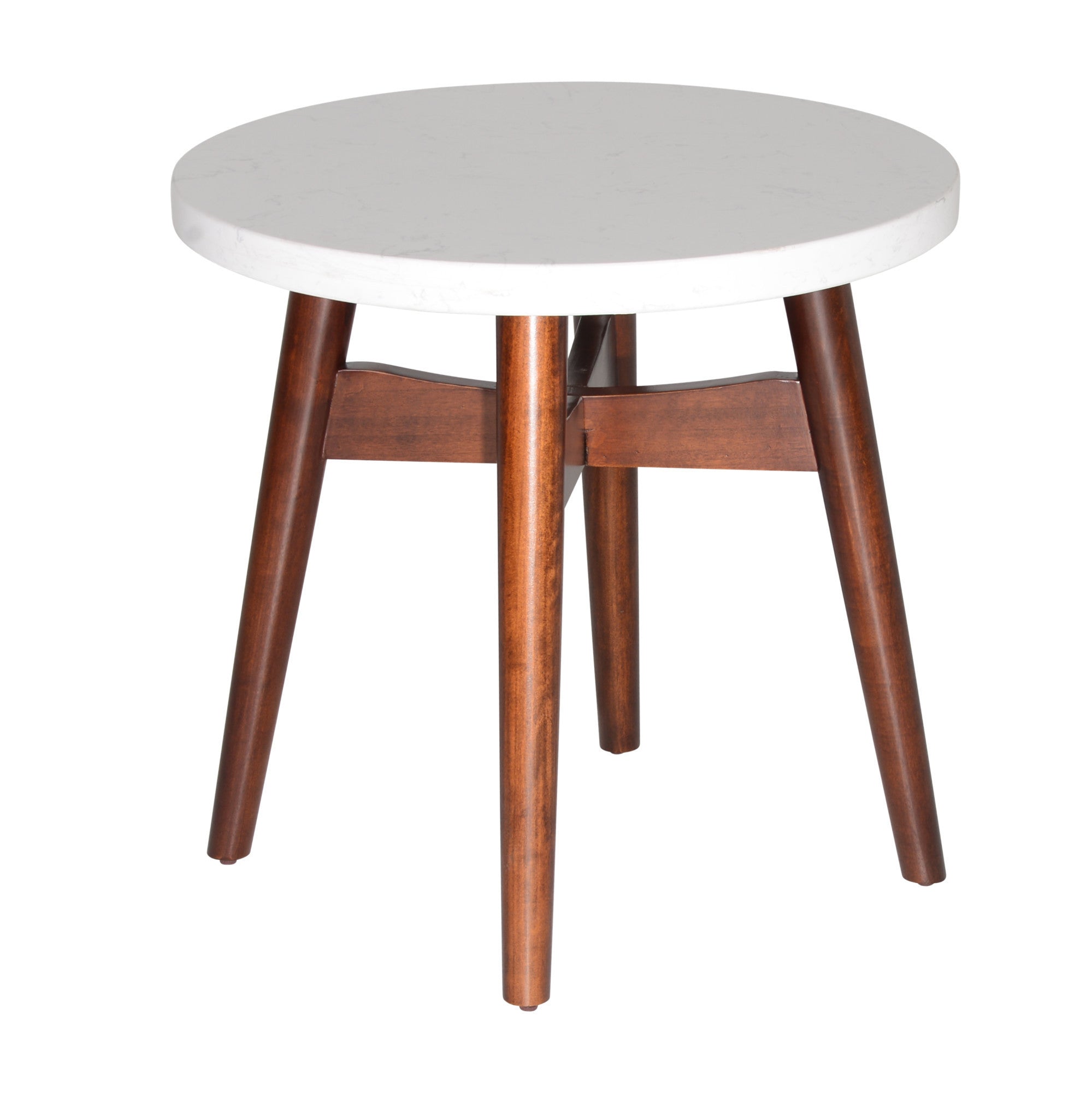 Contemporary Design Accent Table - Natural Cherry Legs, White Silverstone Tops