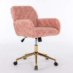 Office Chair with Golden Metal Base - Pink