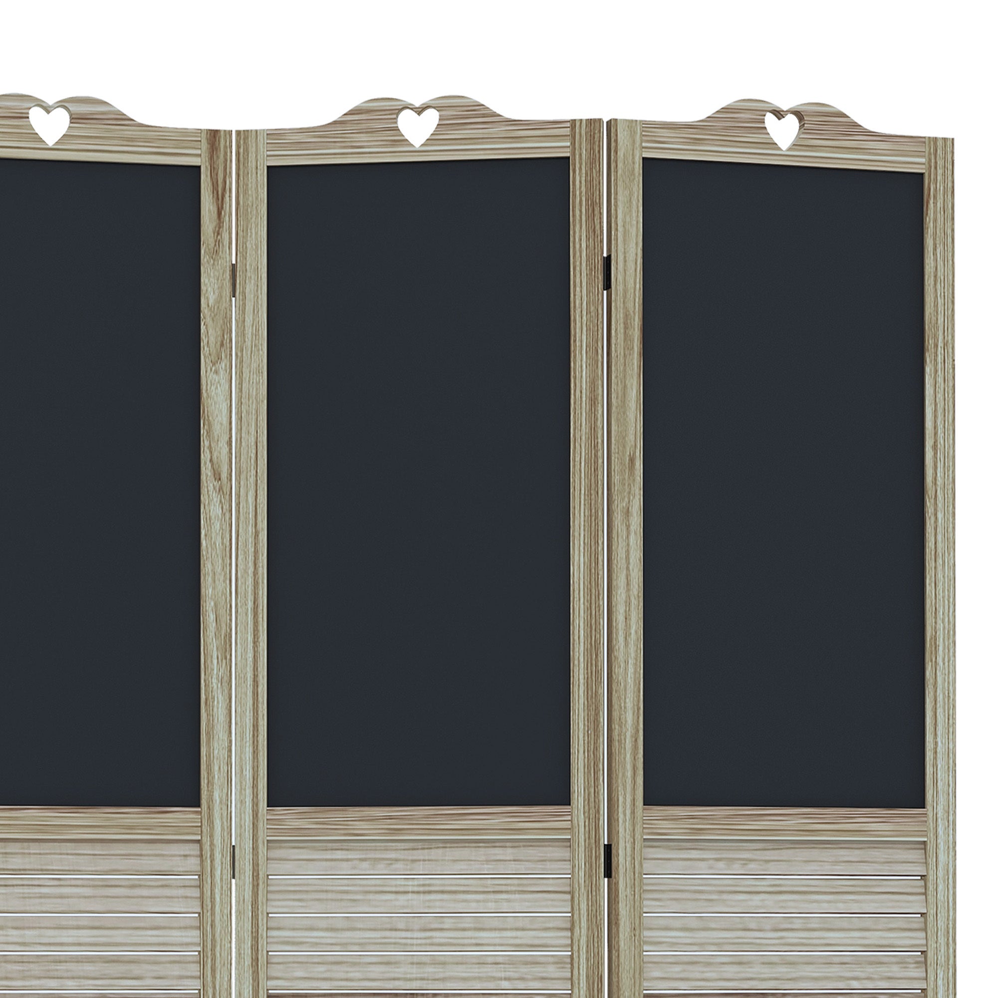 4-Panel Folding Room Divider with Blackboard, 5.5 Ft Tall Freestanding Privacy - White Wood