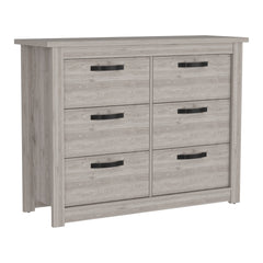 6 Drawer Double Dresser - Light Gray