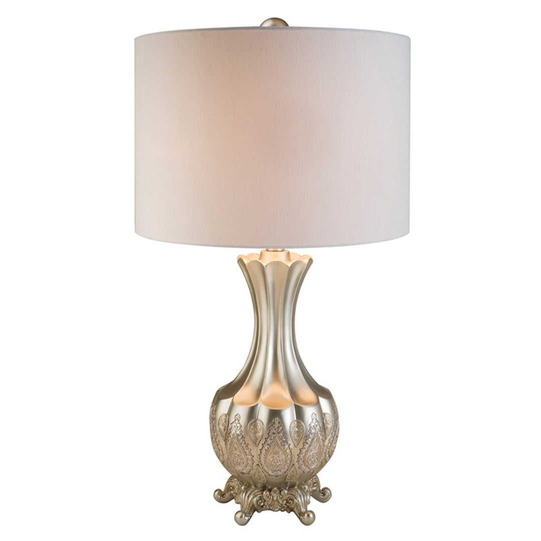 Royal Design 30" Tall Polyresin Table Lamp with Silver finish - White Linen Shade