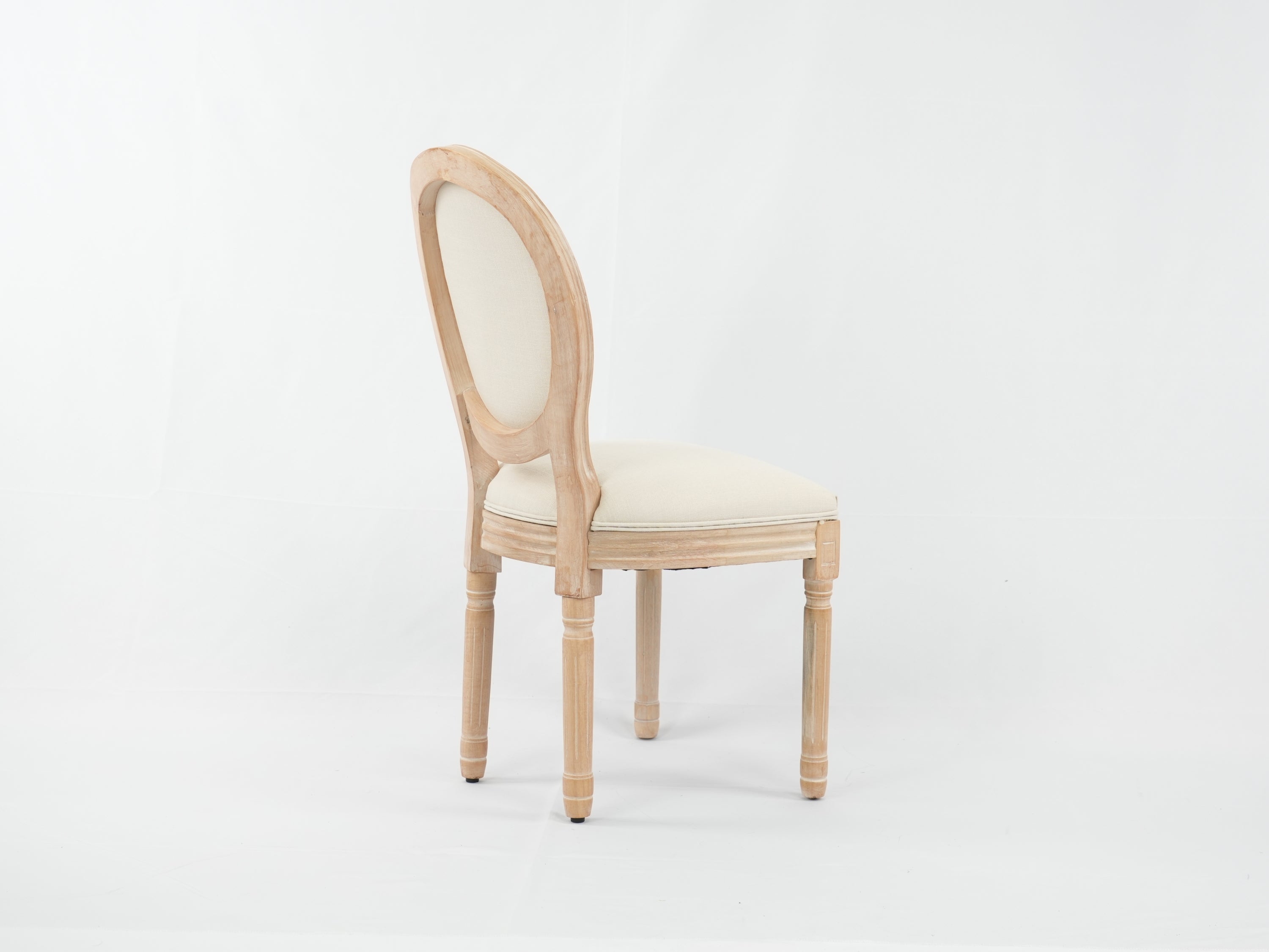 Set of 2 French Dining  Chair with Rubber Legs - Beige