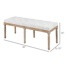 46" End of Bed Bench, Upholstered Bedroom Bench, Cream White