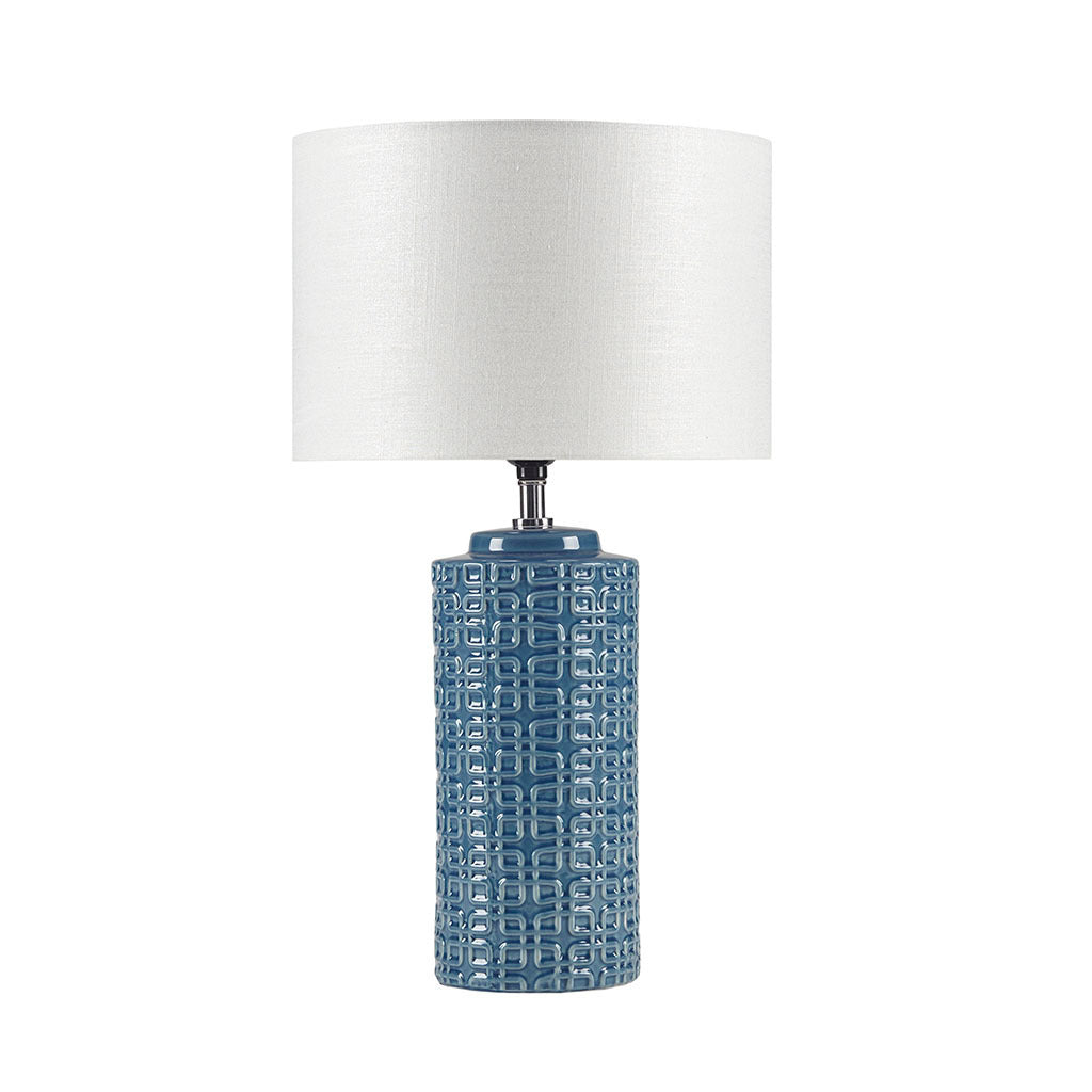 Geometric Ceramic Table Lamp - Blue