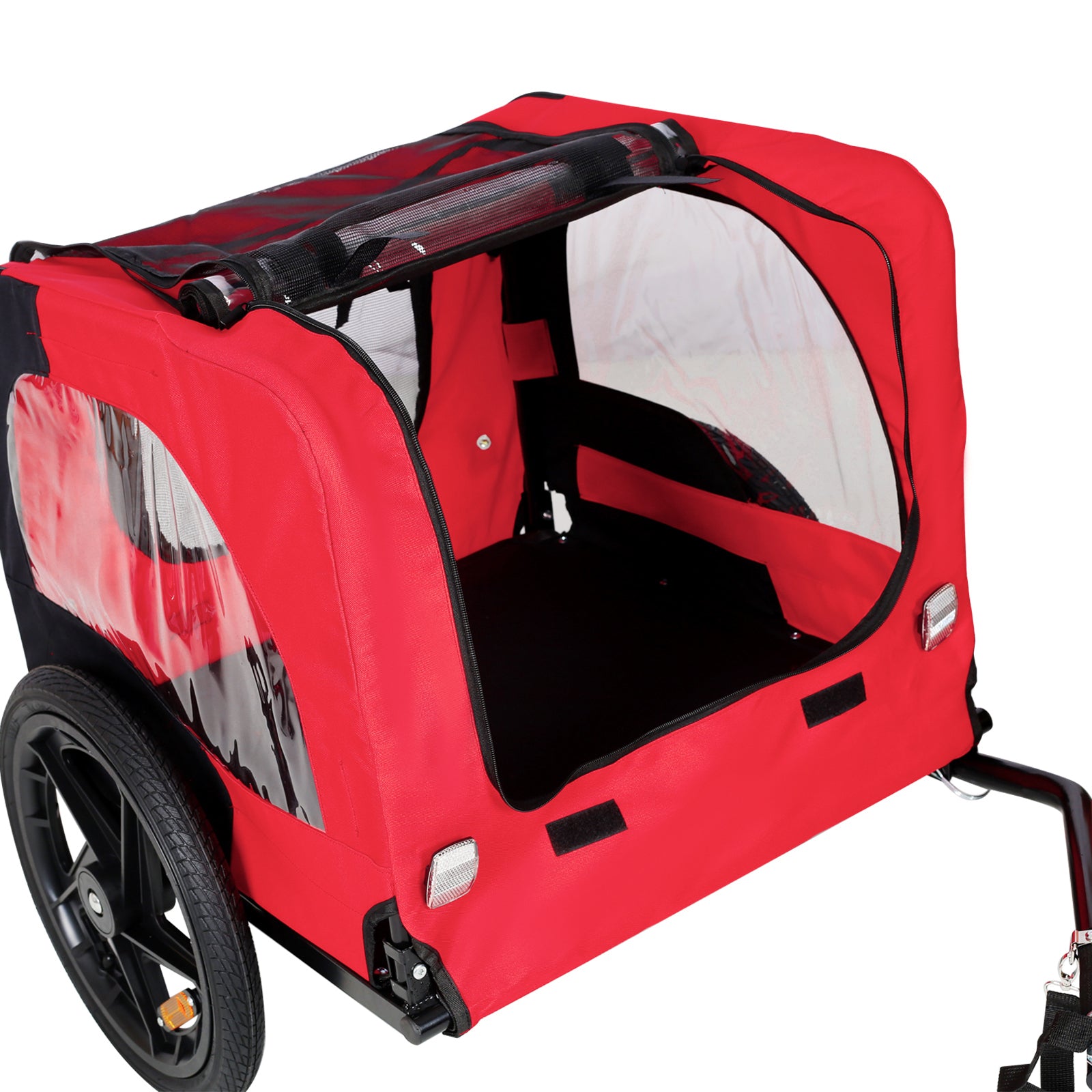 Bicycle Trailer for Pets Outdoor Foldable Red Color with reflectors and safety flag