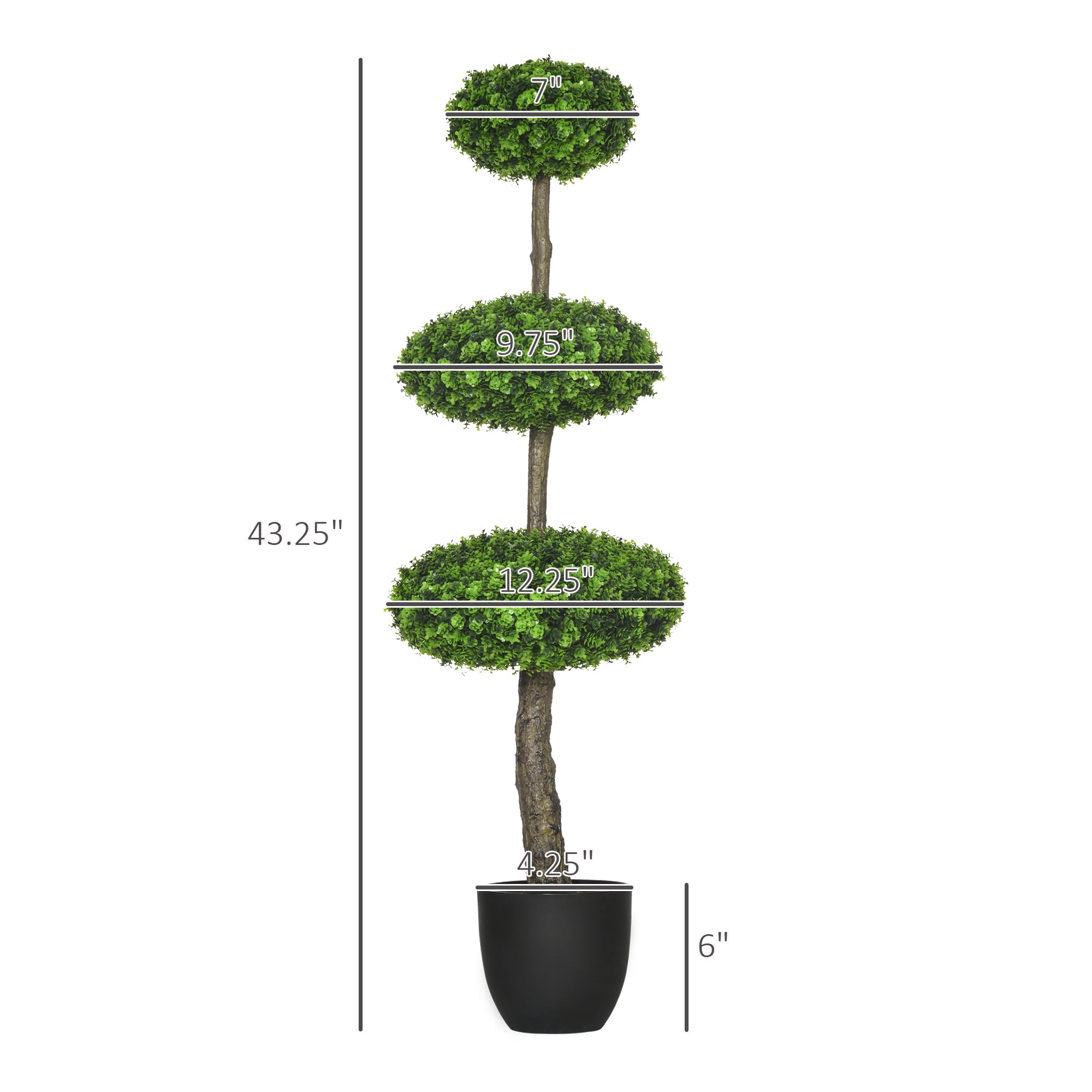 Set of 2 Artificial Boxwood Topiary Trees in Pots, 43.25" Artificial Plants Faux Trees Indoor & Outdoor