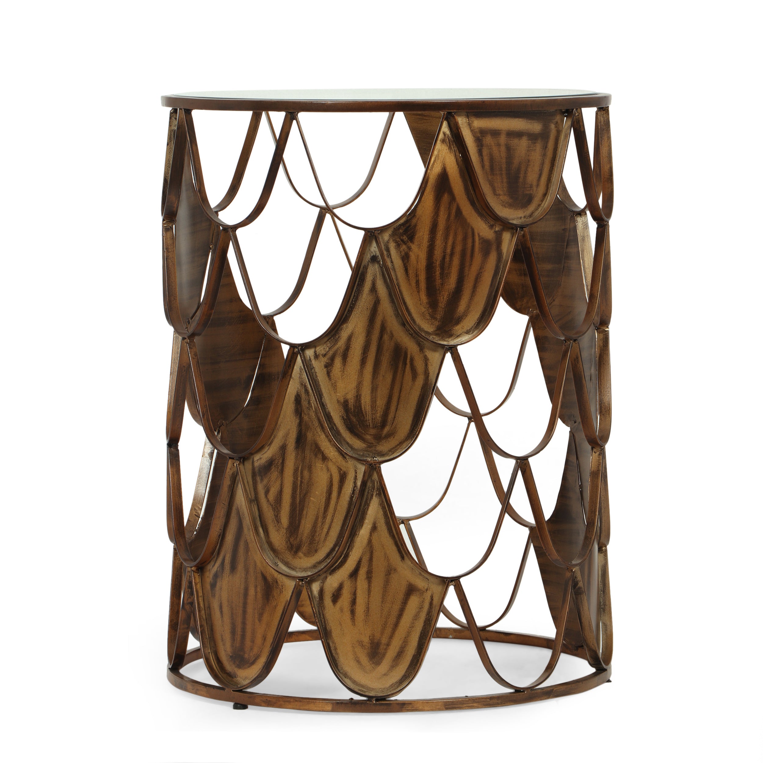 Artsy Boho Side Table - Glass & Metal - Brown