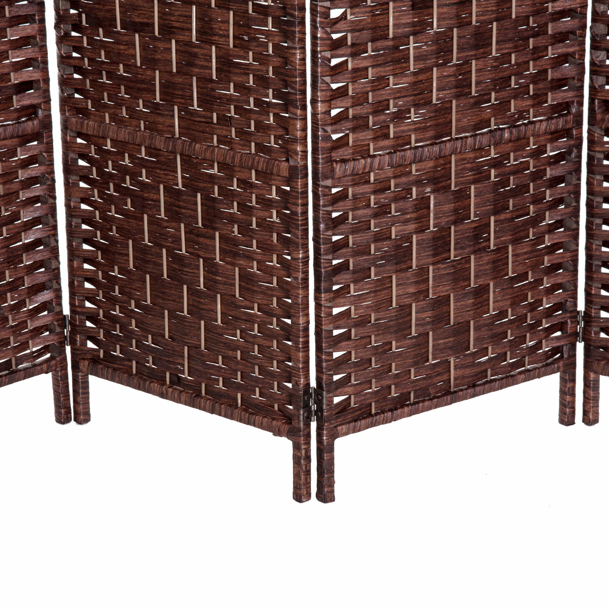 6' Tall Wicker Weave 6 Panel Room Divider Privacy Screen - Brown