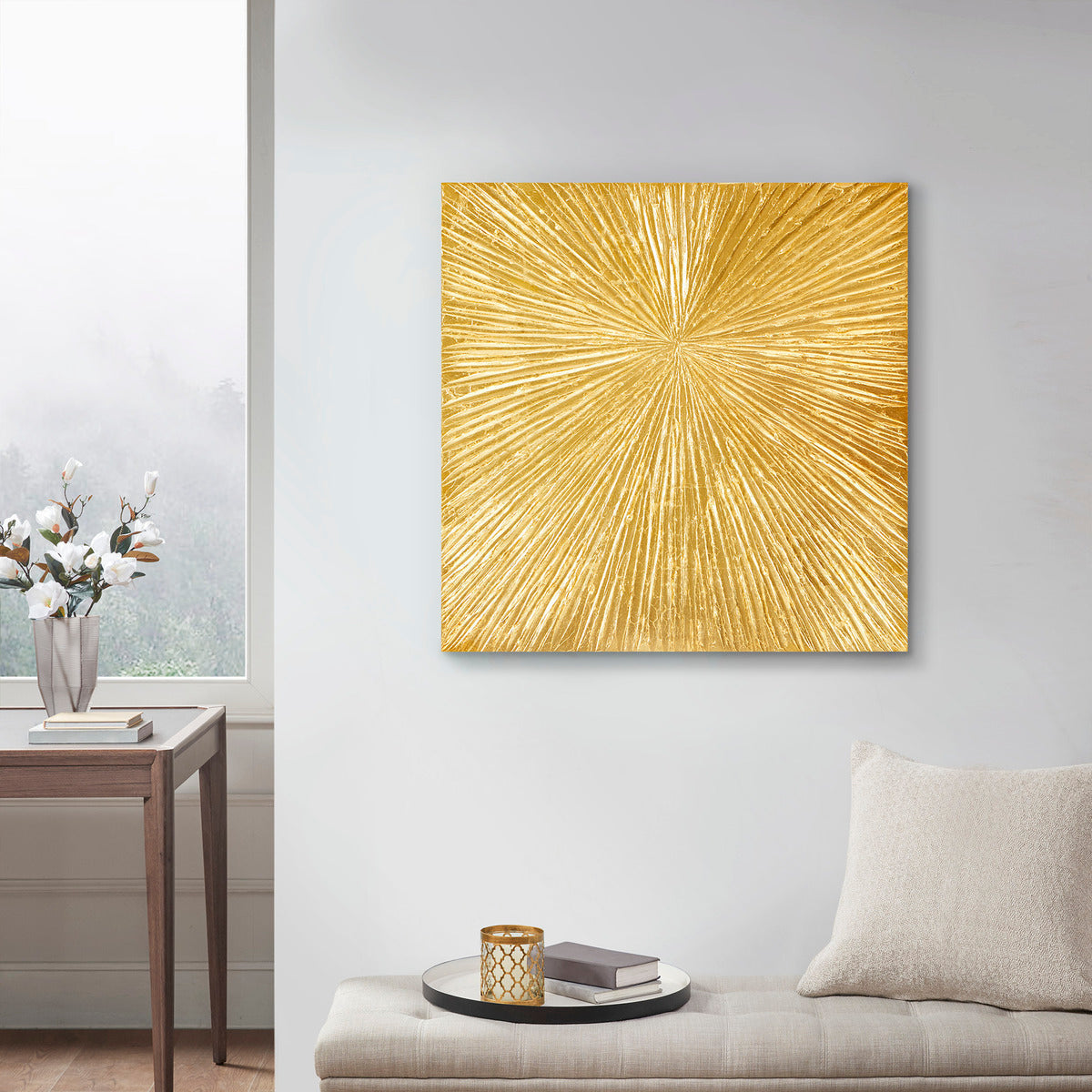 Hand Painted Dimensional Resin Wall Art - Gold