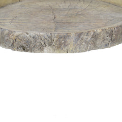 Decorative Round Shape Cemented Log Plate/Tray, Gray