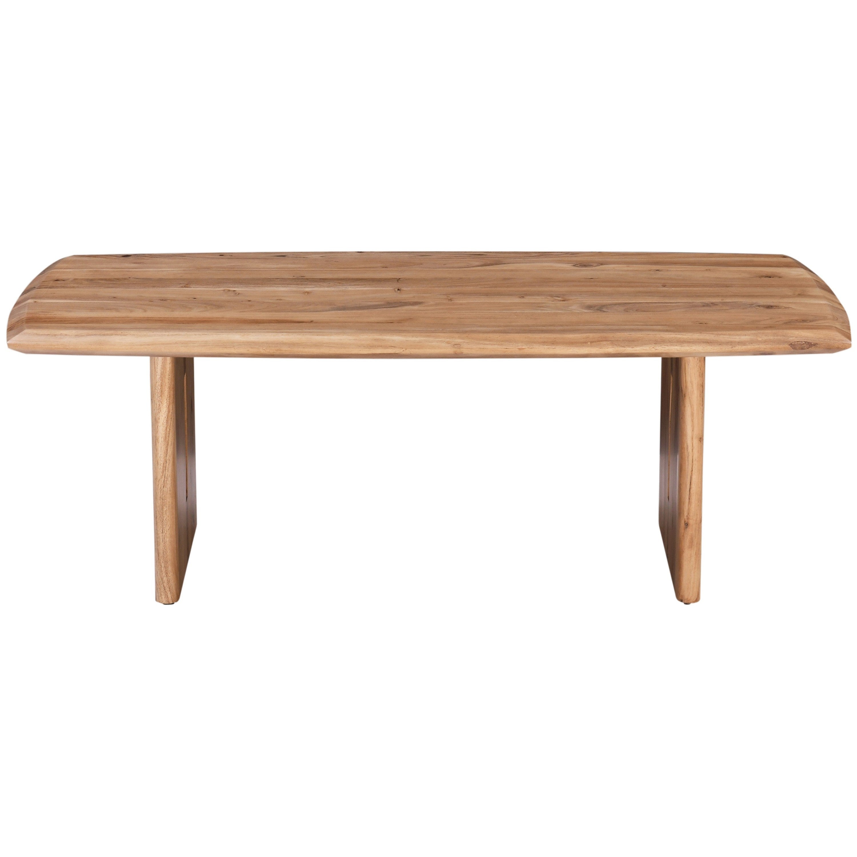 51 in. Solid Acacia Wood Coffee Table with Curved Edges- Brown