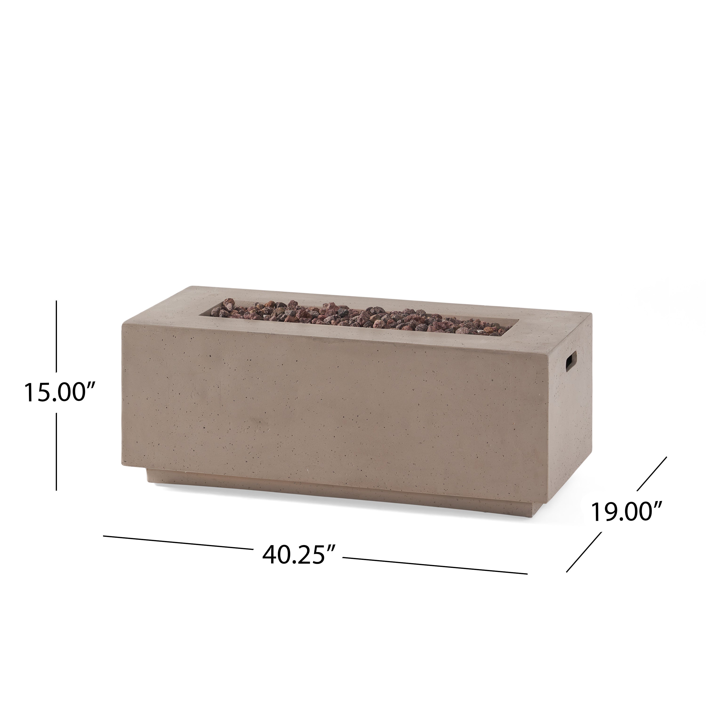 40"Rectangular MGO Fire Pit - Light Grey