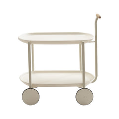 Movable Small Push Cart Minimalist Style Coffee Table Storage Double-layer - Cream