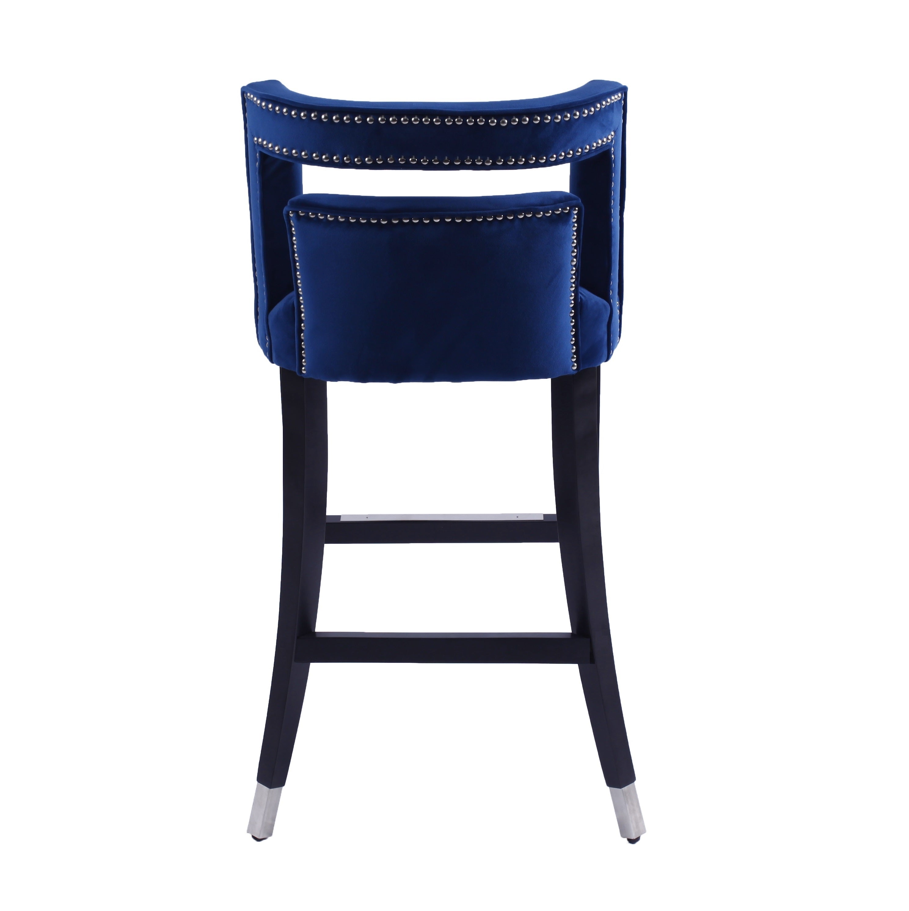 Suede Velvet Barstool with nailheads Living Room Chair 2 pcs Set - 30 inch Seater height - Navy