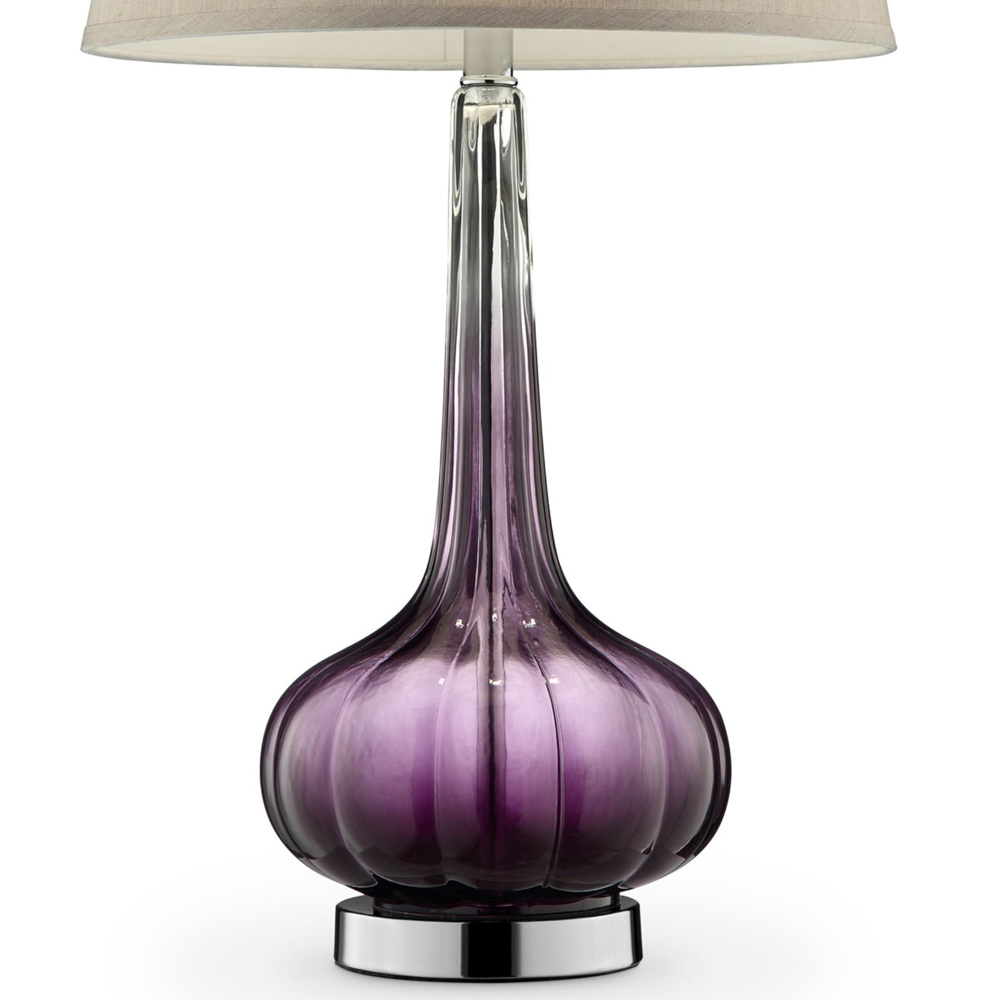 30" Tall Glass Table Lamp "Mulberry" with Purple finish, Fabric Shade