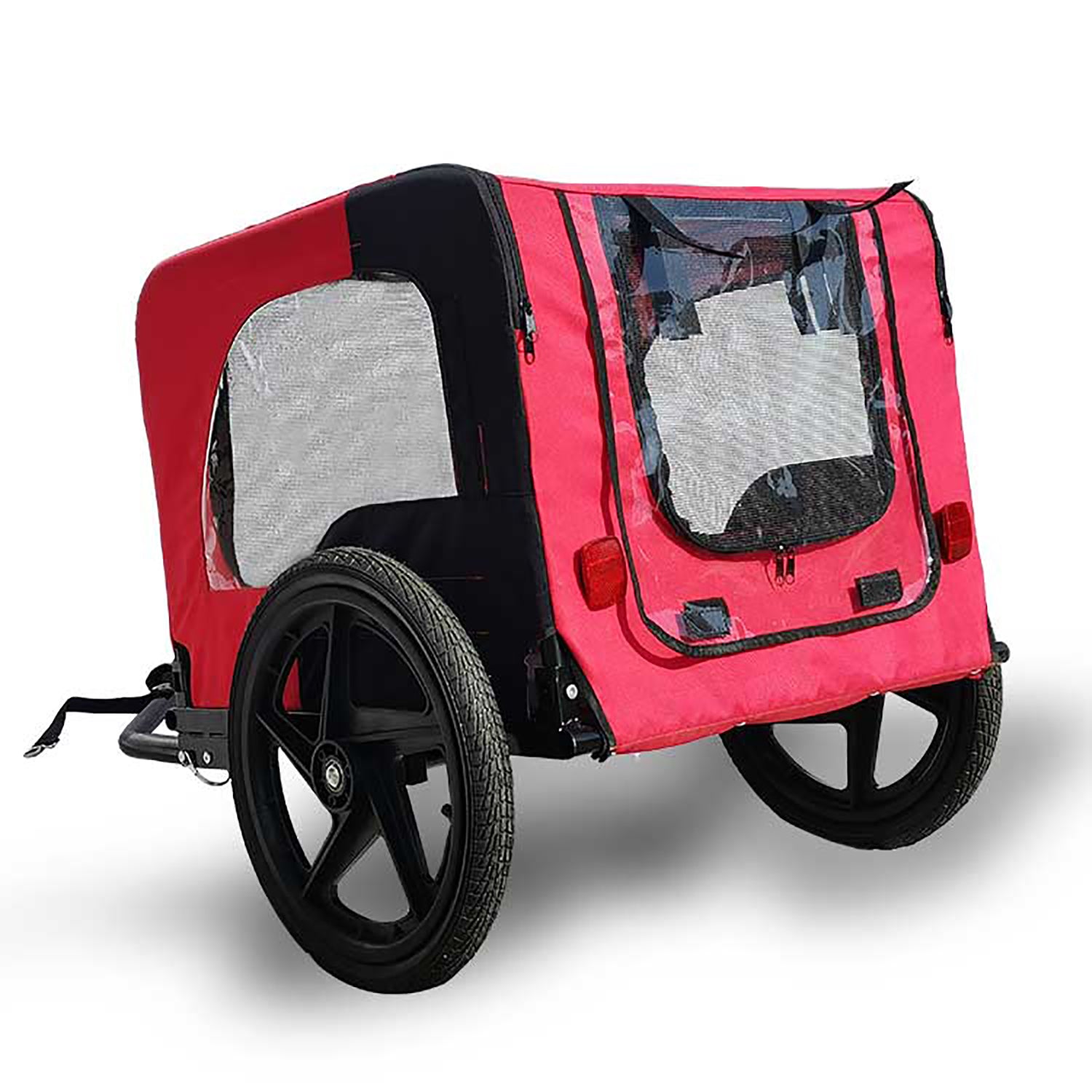 Bicycle Trailer for Pets Outdoor Foldable Red Color with reflectors and safety flag