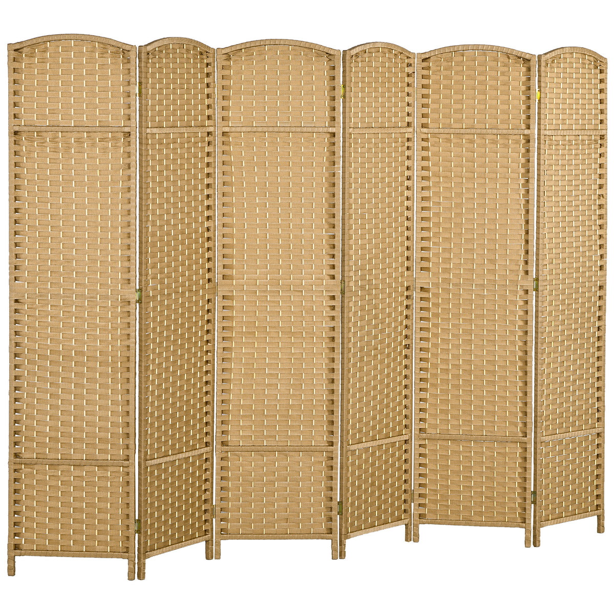 Room Divider, 6 Panel Folding Privacy Screen, 5.6' Tall Freestanding Wall Partition for Home Office, Bedroom, Nature Wood