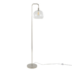 61" Contemporary Metal Floor Lamp in Polished Nickel with Clear Seeded Glass Shade