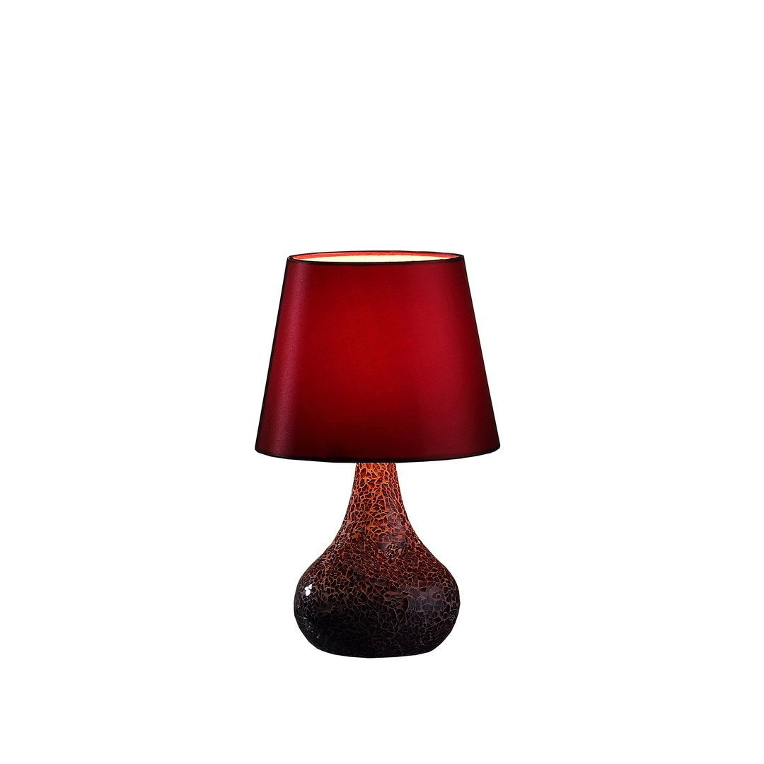 11" In Mosaic Red/Pink Glass Pattern Mini Polyresin Table Lamp