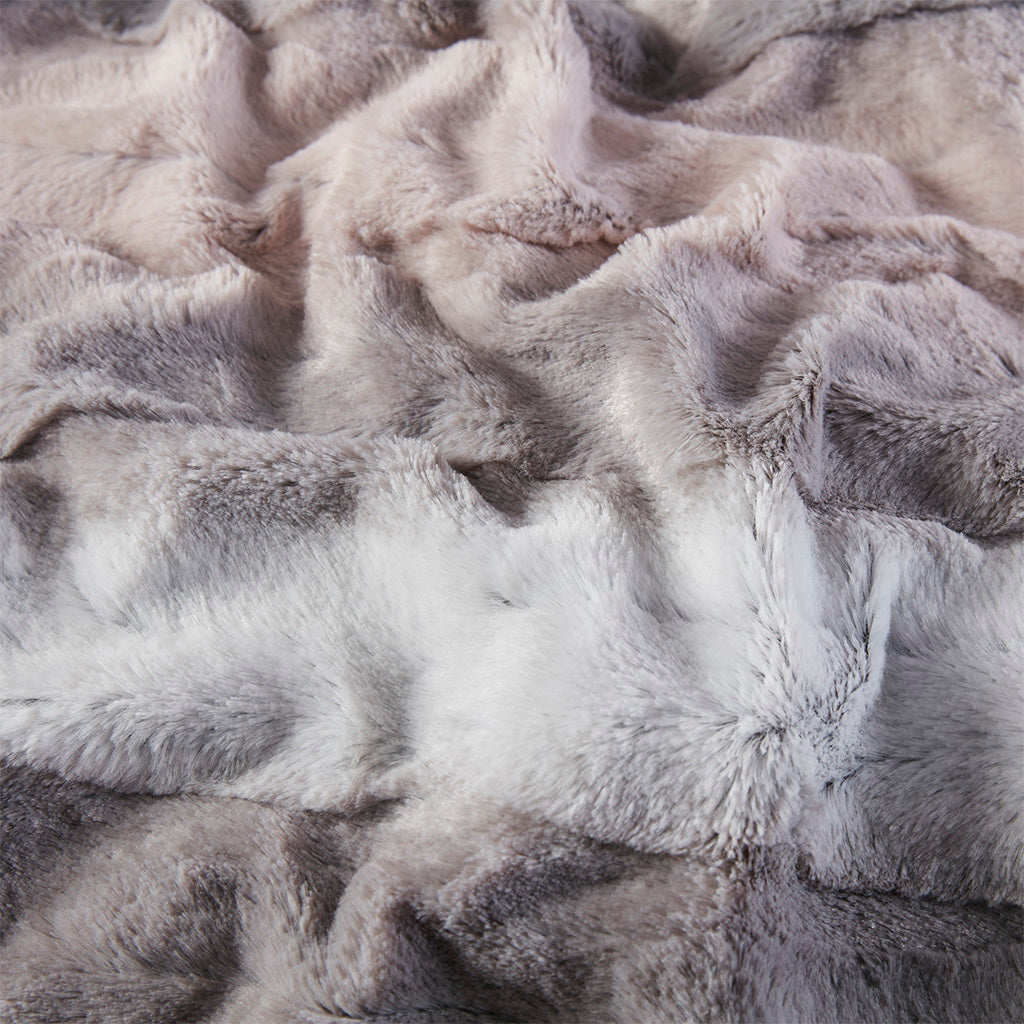 Zuri Oversized Faux Fur Throw - Grey/White