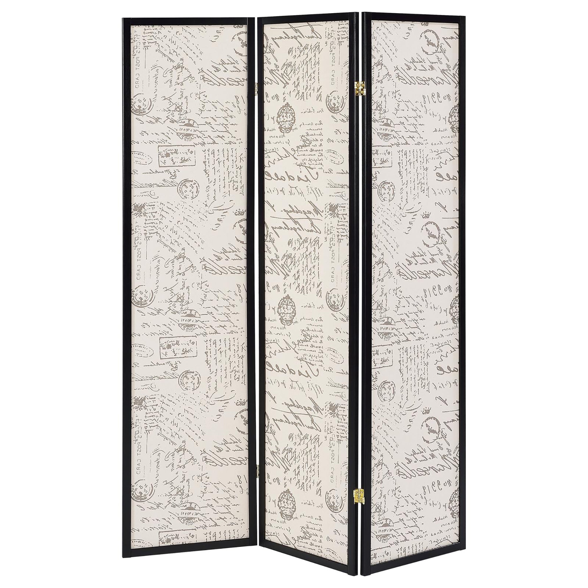 Beige and Espresso 3-panel Folding Screen Room Divider