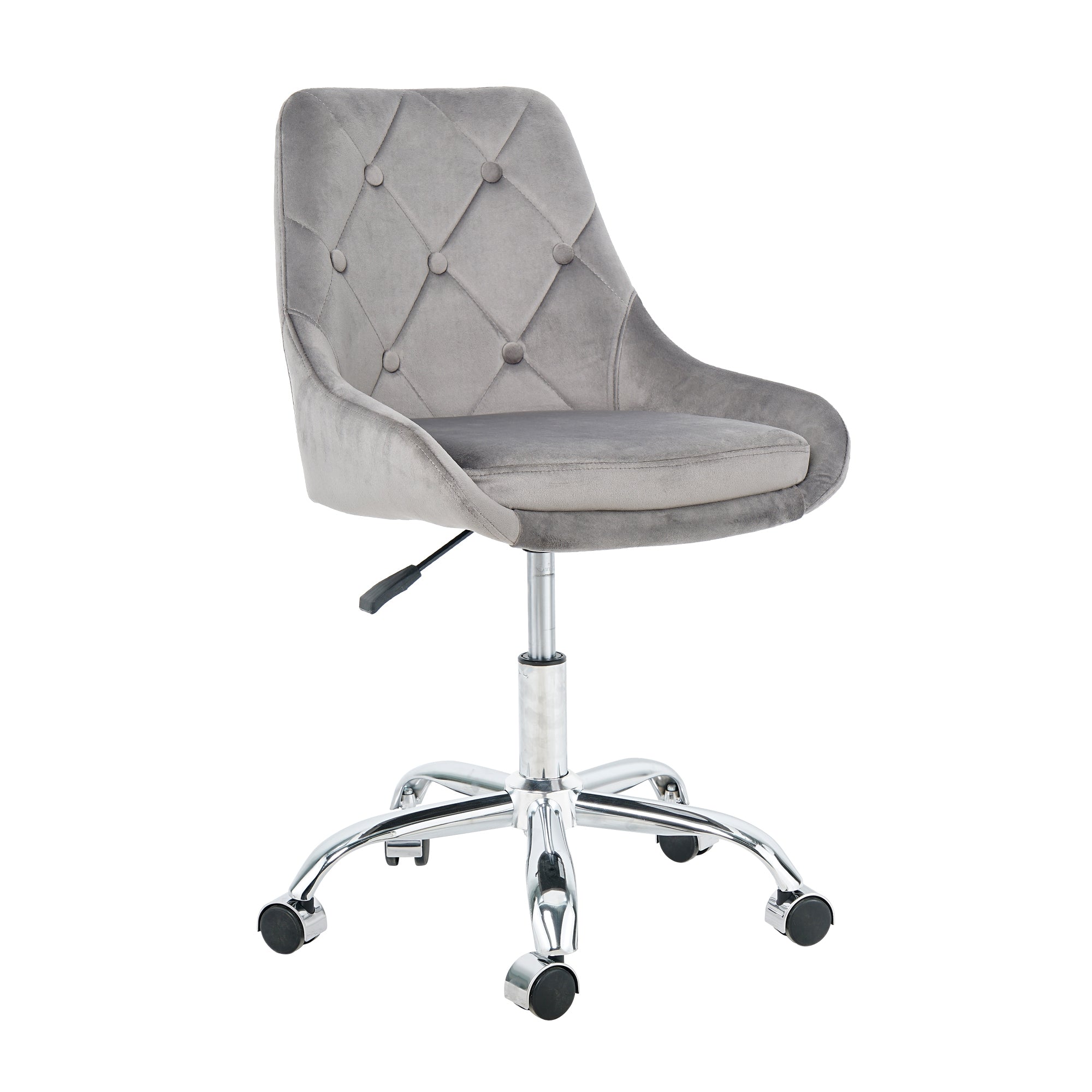 Modern Velvet Fabric with Chrome Legs - Grey